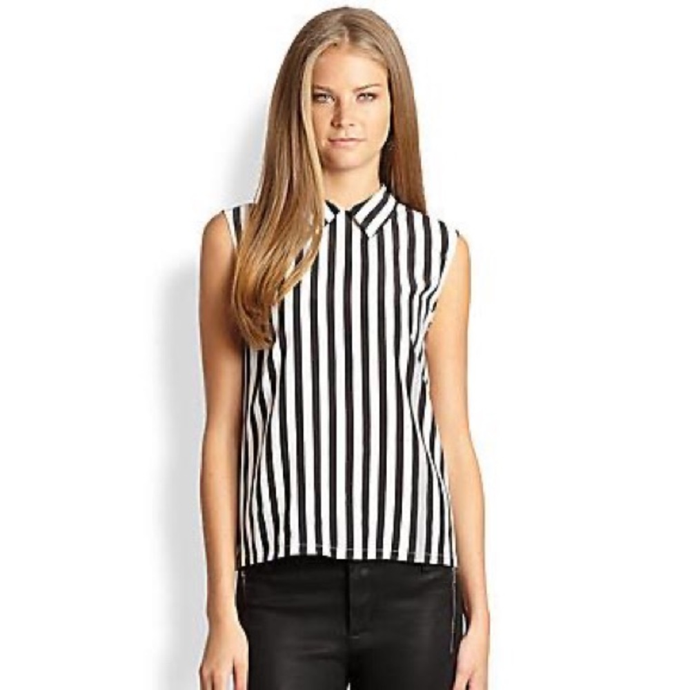 Equipment - Elliot Silk Striped Sleeveless Back Button Shirt Size XS